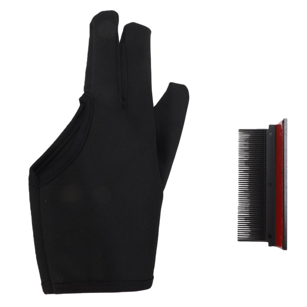 3 Finger Barber Glove Heat Resistance Gloves with Flat Iron Comb Attachment for Hair Styling Black