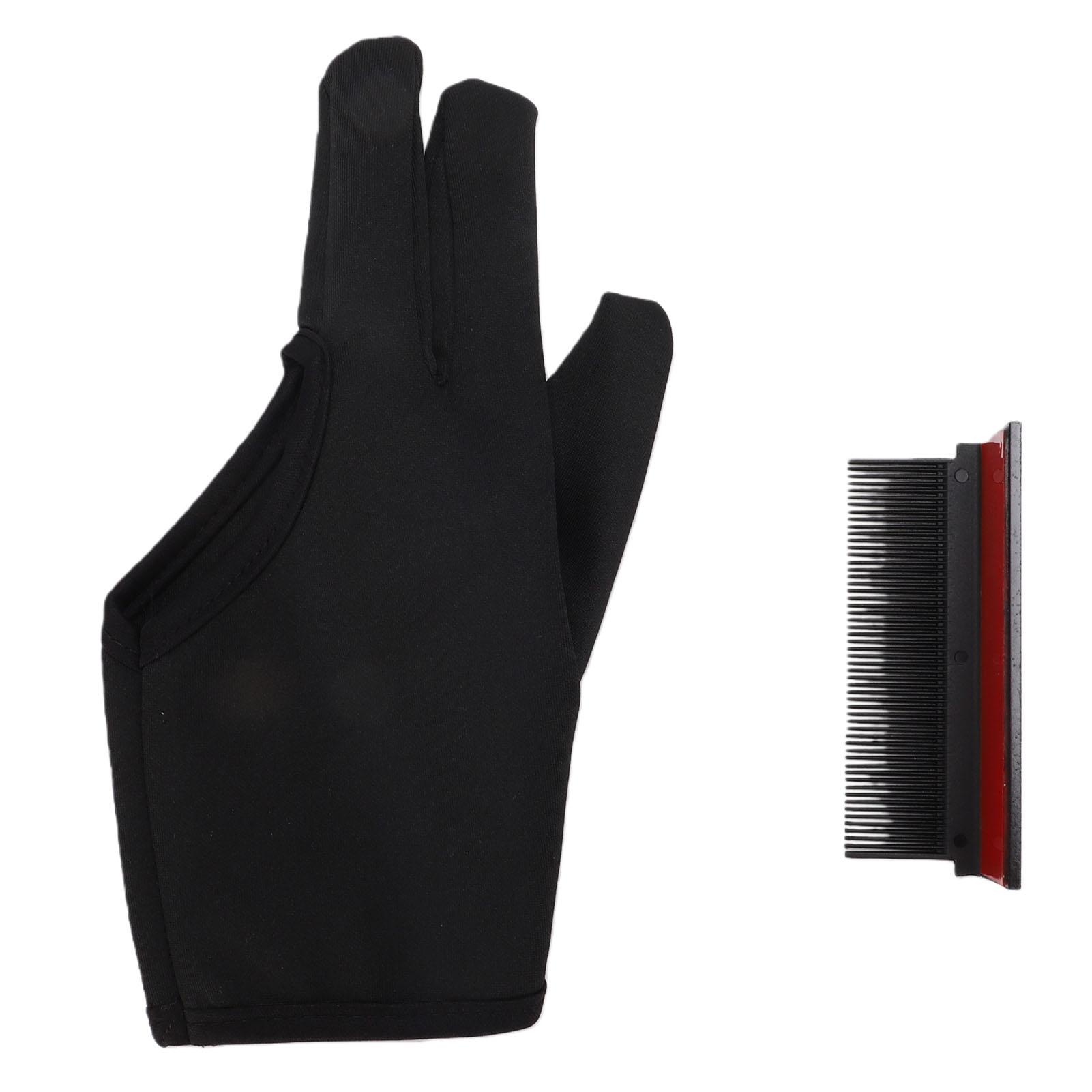 

3 Finger Barber Glove Heat Resistance Gloves with Flat Iron Comb Attachment for Hair Styling Black
