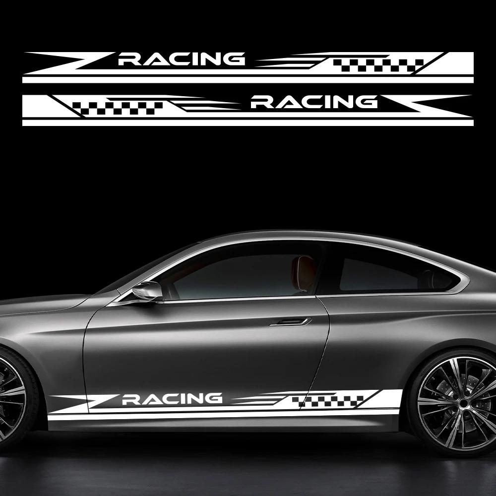 2PCS Car Door Side Stripes Stickers Racing Sport Vinyl Decals Self-adhesive Car Body Styling Decoration Stickers Accessories
