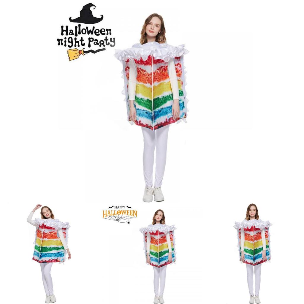 Vibrant Cream Layered Cake Cosplay Costume Unisex Rainbow Themed Outfit For Parties