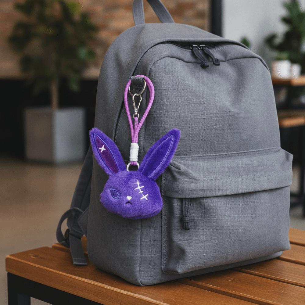 Dark Style Bunny Plush Keychain Plush Rabbit Keychain Pendant Plush Bunny Pendant Key Accessories