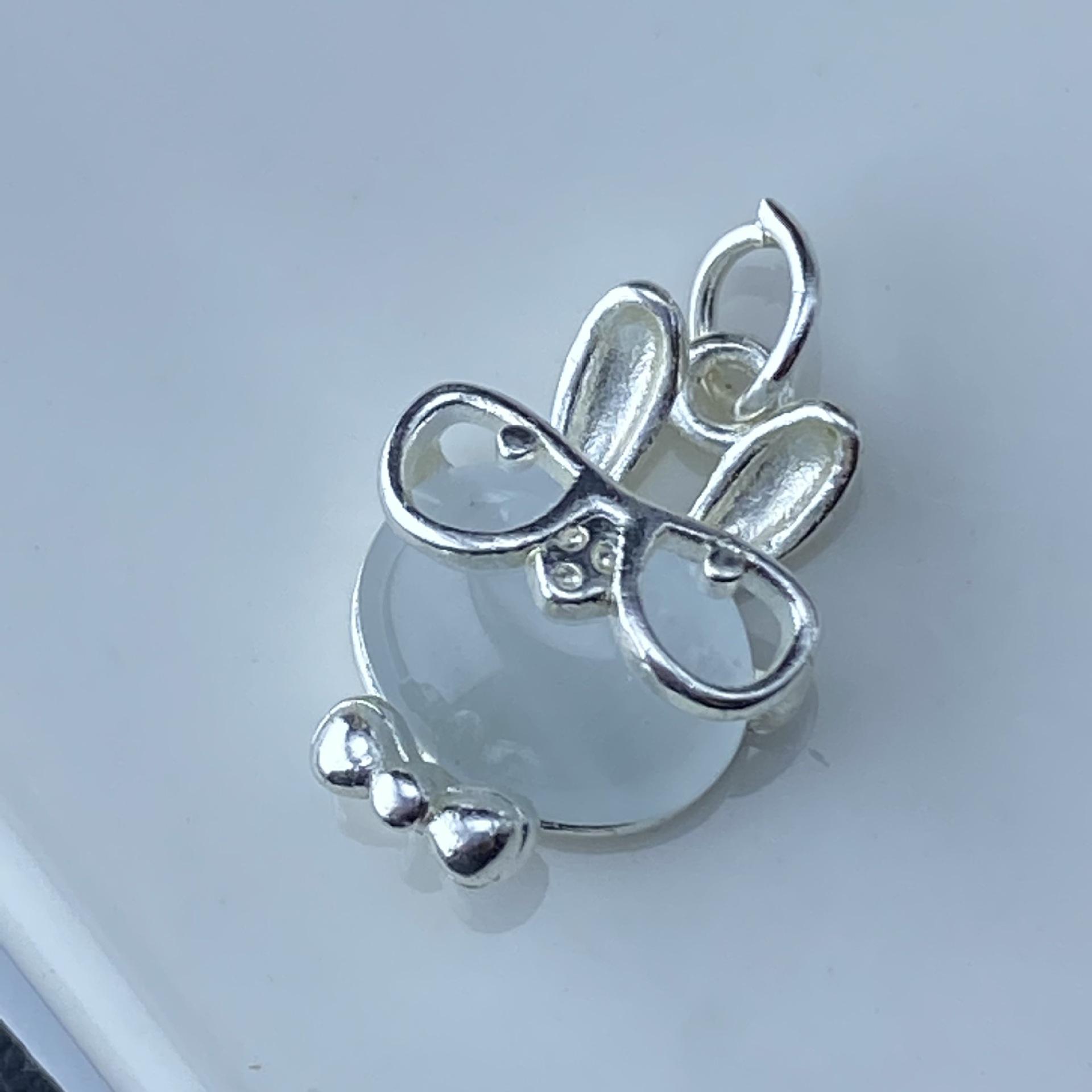 Handmade Crystal Rabbit Pendant with Zirconia Beading