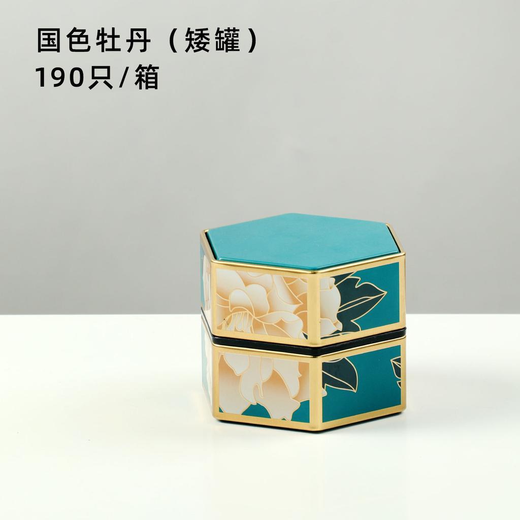 Creative Hexagonal Tea Pot Tin Can Chinese Style Tinplate Tea Storage Tank Small Sealed Portable Box Empty Can Set Accessories