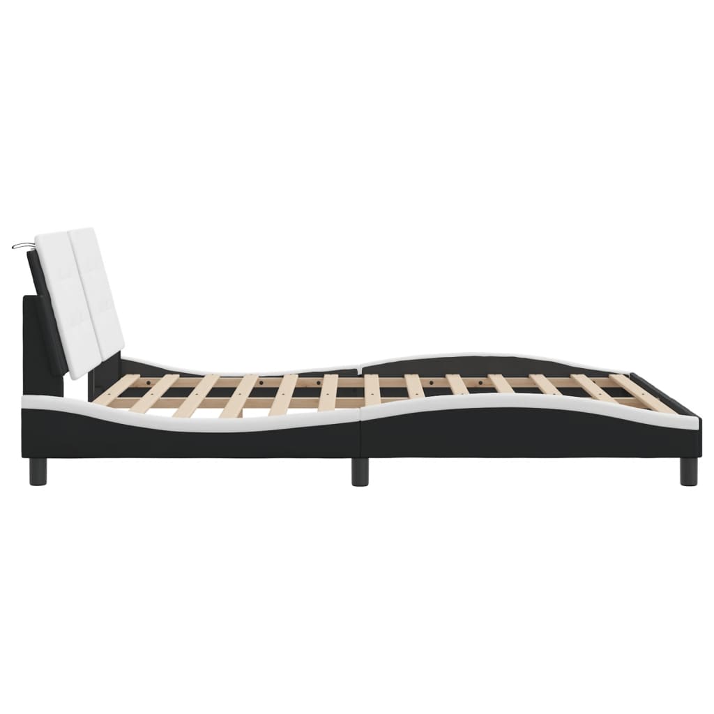 LED Bed Frame Without Mattress  Zadar  Black and White 160 X 200 Cm