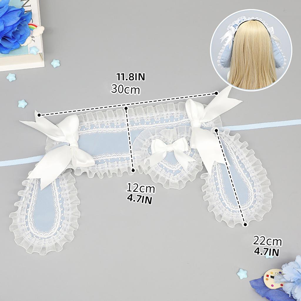 Lovely Rabbit Ear Hairband Anime Costume Hairband for Women Girl Party Headwrap Y2K Halloween Lace Bowknot Wide Headband