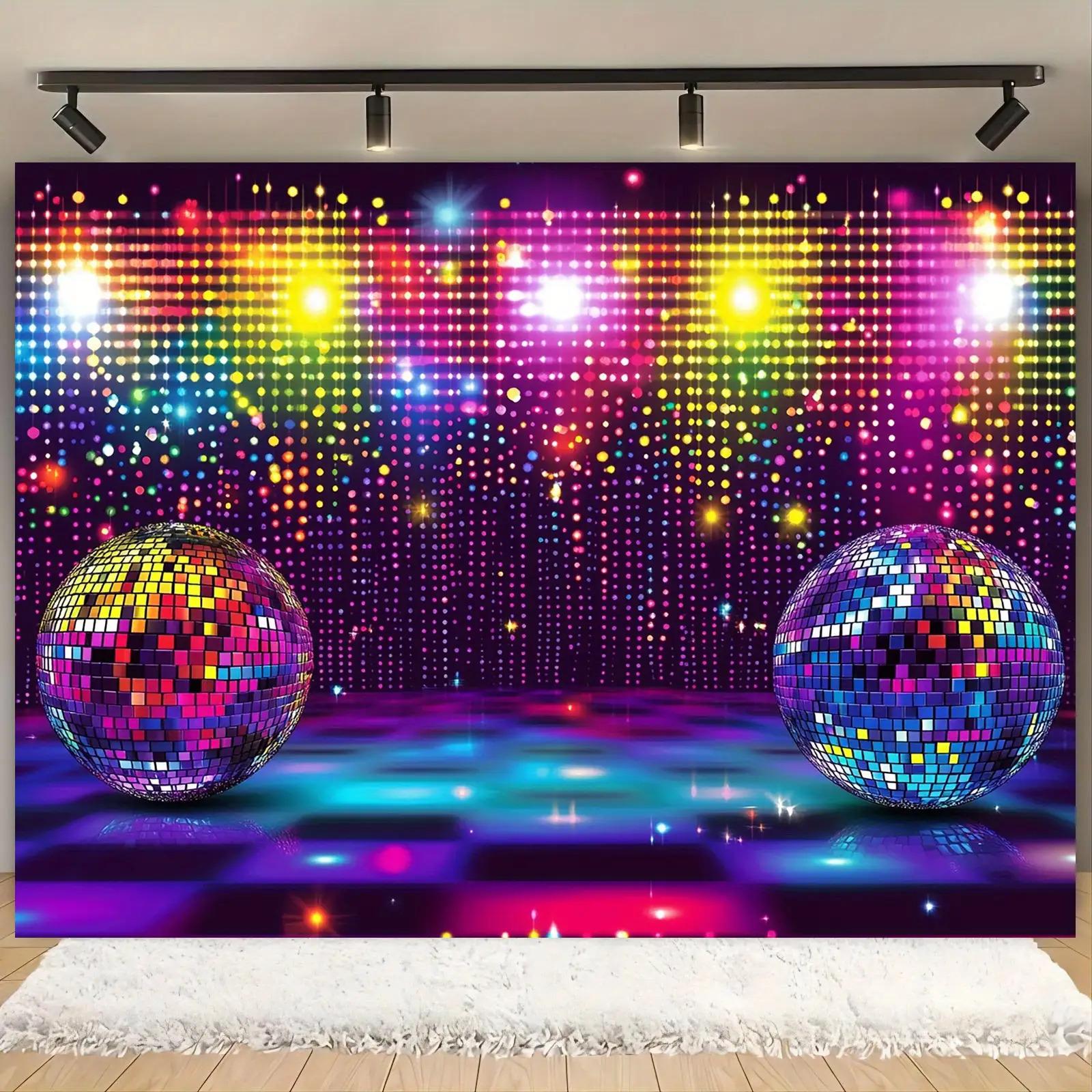 Disco-themed party backdrop, suitable for various occasions. Perfect for festive events such as Christmas weddings. 100x150cm