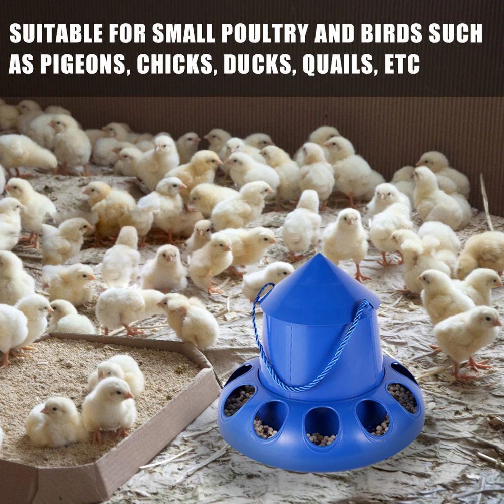 Food Dispenser Automatic Chicken Feeder 11 Holes Trough Shape Pigeon Feeder Plastic Bird Feeding Bucket Chicken