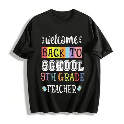 Back To 9th Grade Graphic Tee Teens Back To School Casual Top Pure Cotton T-shirt