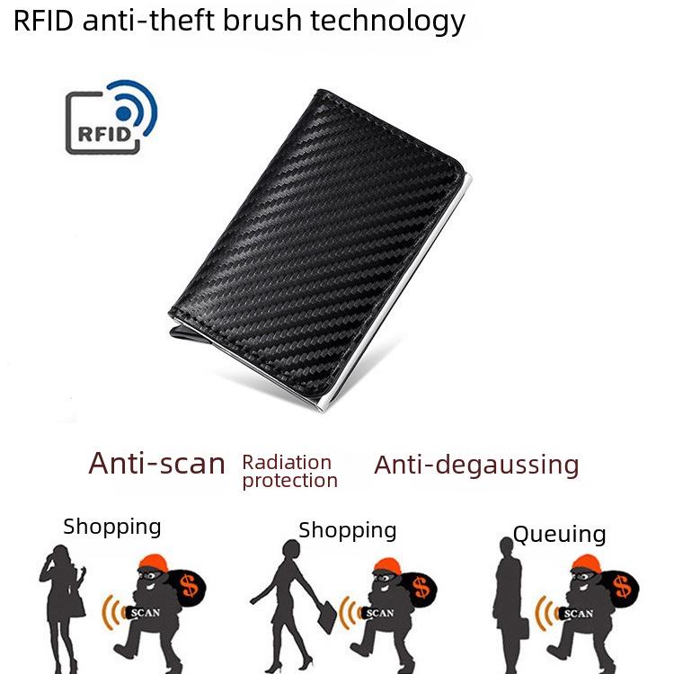 Automatisches Pop-up-Kartenetui aus Kohlefaser mit RFID-Blockierung