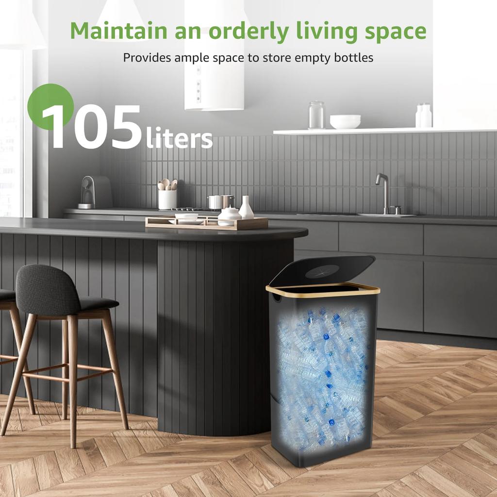 105L Trash Can Kitchen Household Recycling Bin Foldable Oxford Cloth Large Capacity Collecting Bottle Portable Recycling