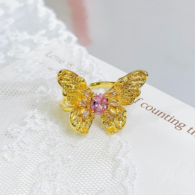 Medieval Vintage Butterfly Series Zir*****Pen Ring Personalized Retro Niche High-End Ring
