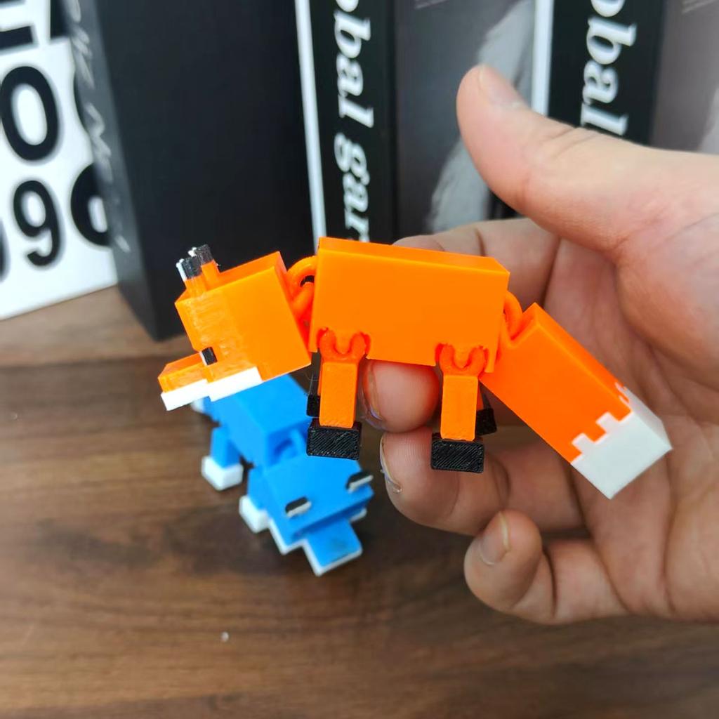 3D Printed Blue Fox-shaped Figurine Pet Figurines Collection Toys Action Figurines Ornament Ornaments Decor Kids Gift