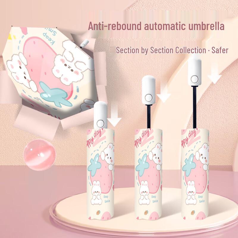 Cute Rabbit Automatic Folding Sun Rain Umbrella