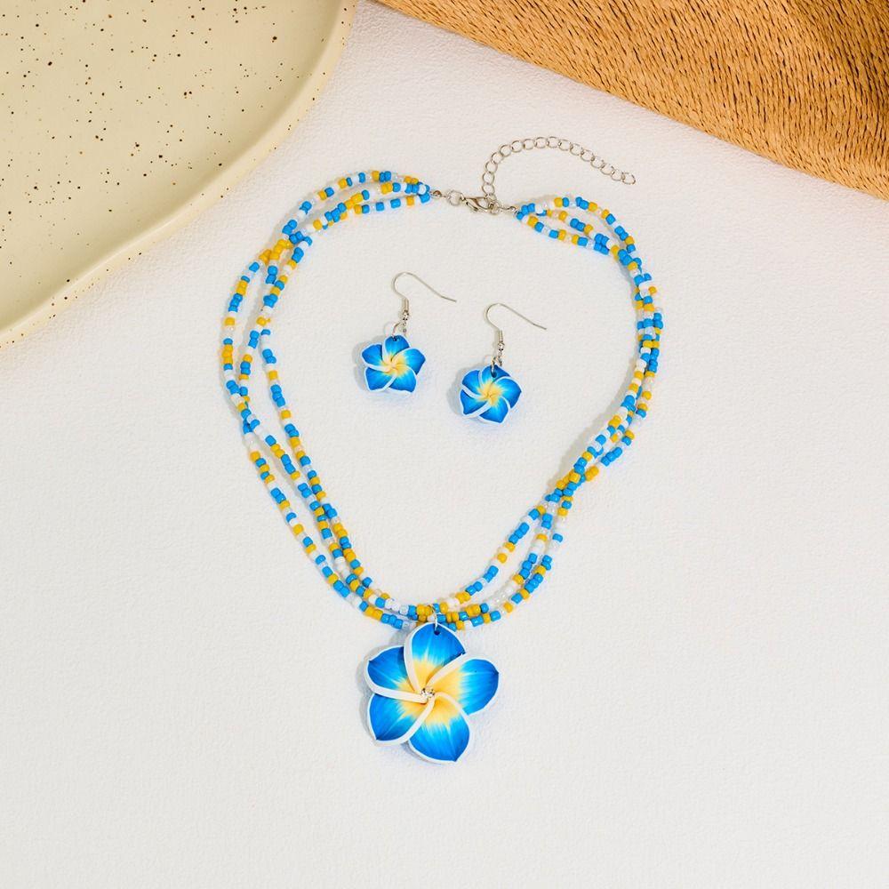 Egg Flower Earrings Necklaces Jewelry Set Bohemia Collarbone Chain Jewelry Gifts