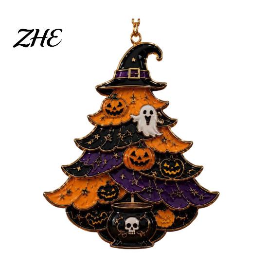 Skeleton Wall Decor for Home Halloween Tree Acrylic Hanging Ornament, Pumpkin Ghost Skull Seasonal Ornaments Decor, Spooky Pendant Party Home, Festive