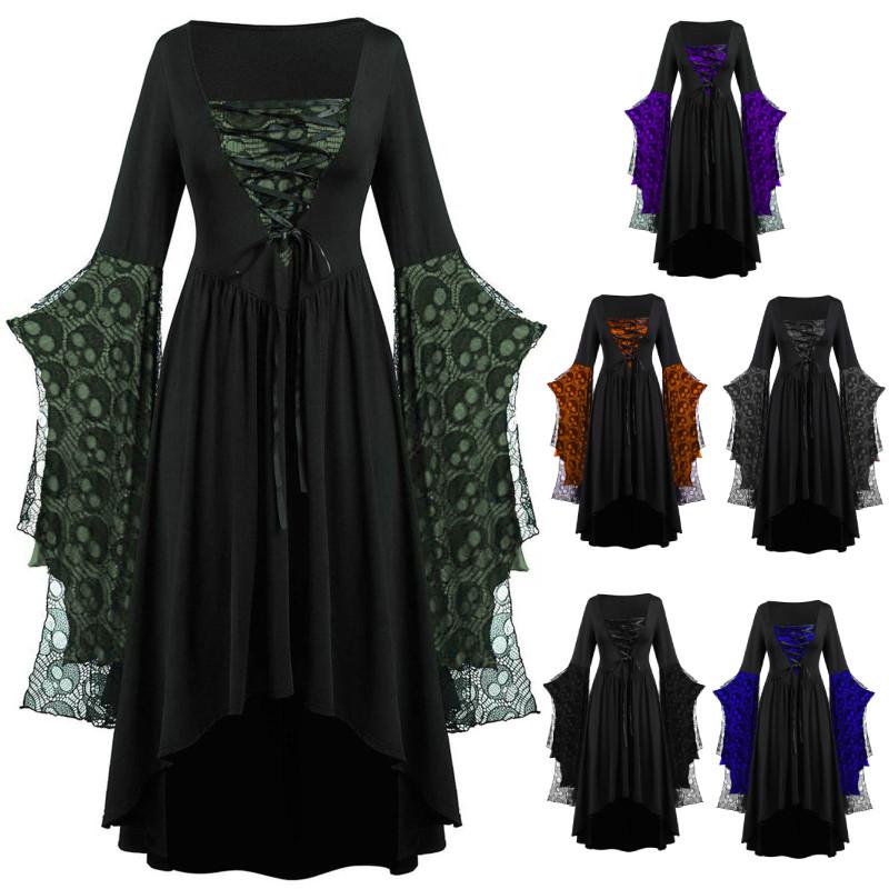 2024 Trendy Women's Halloween Role Play Skeleton Wrap Dress Long Skirt With Unique Patterns