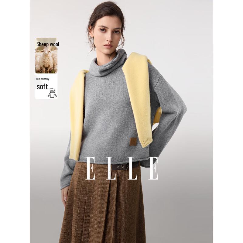 ELLE Women s High-Neck Lamb Wool Sweater M