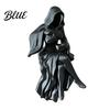 Hooded Girl Sculpture Gothic Reaper Lady Figurine 3D Printed Dark Fantasy Shelf Sitter Elegant Figurine Mysterious Black Robed Women Pouring Tea for
