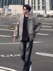 Cleanfit gray short leather jacket American ruffian handsome high-end men's vintage lapel locomotive leather jacket