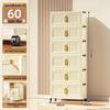 40-60cm Wide Transparent Foldable Double Door Floor Storage Cabinet with Multiple Layers