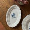 Francuski Vintage Niebieski Kwiatowy Ceramiczny Talerz Owalne Naczynie Wysokiej Wartości Deserowy Serwing Zastawa Stołowa