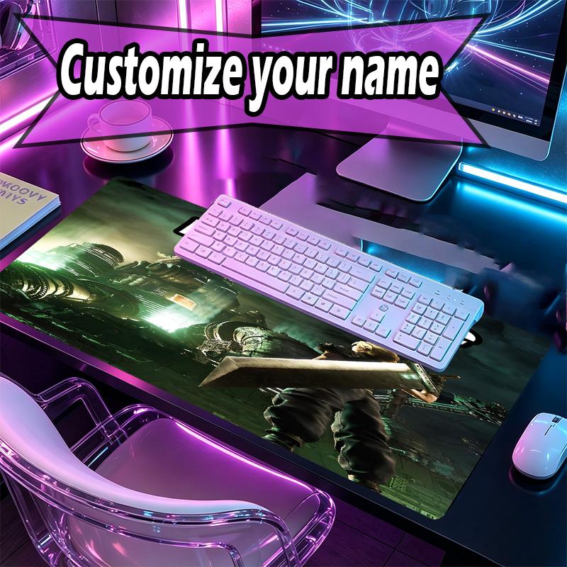 Custom Name Personalized Final Fantasy Pattern Mousepad, Laptop PC Desk Mat, Decorative Desk Mat for Home Keyboard Pad Gift