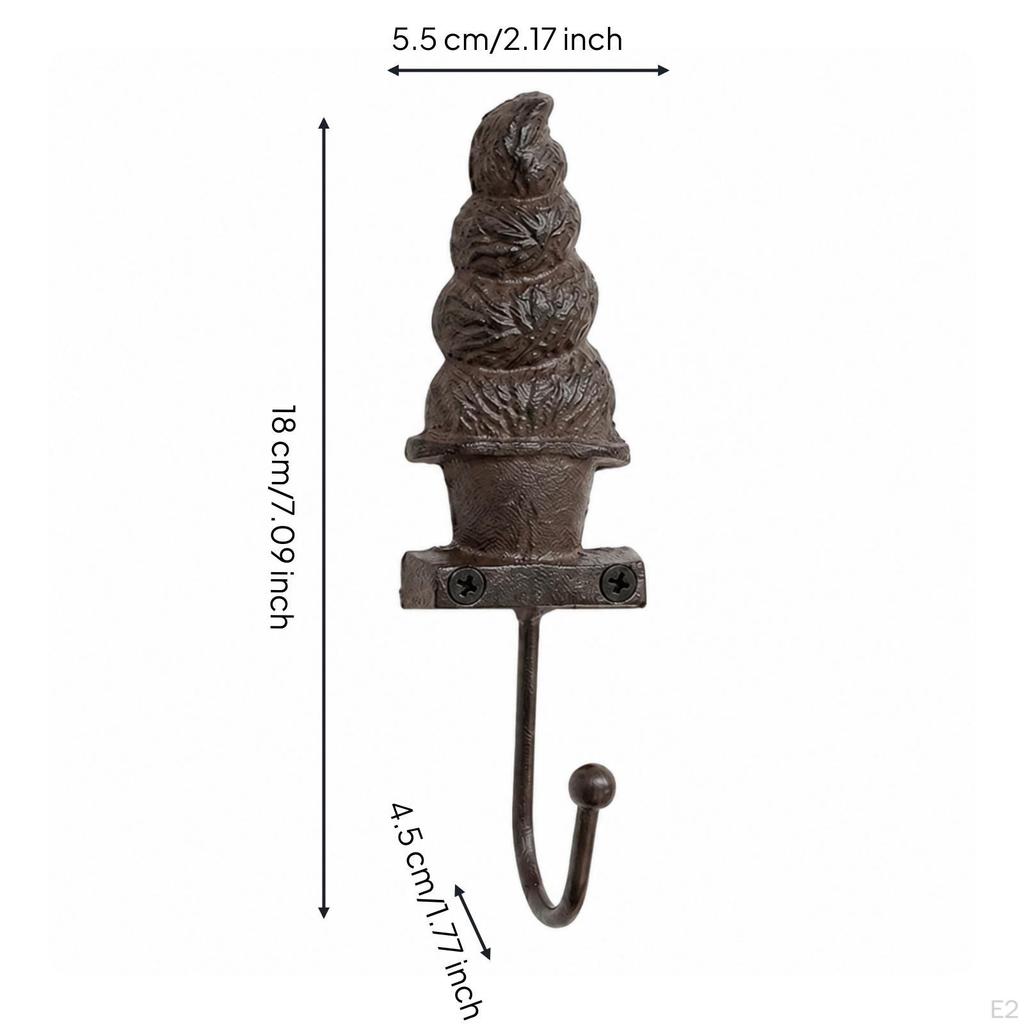 Rustic Hook with Mounting Screws Heavy Duty Cast Iron Vintage Decorative Wall Hooks for