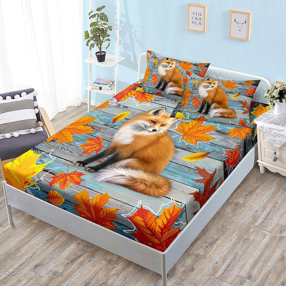 Cartoon Three-Piece Animal Fox Unicorn Mattress Mattress Mattress Protective Cover