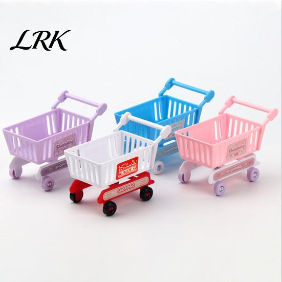 Kids Toy Storage Organizer Supermarket Shopping Cart with Smooth Rolling Wheels & Basket, Toddlers Small Basket for Dolls Pretend Play House