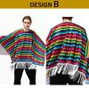 NOELAMOUR Men's Rainbow Mexican Folk Poncho Costume Set (Design B)