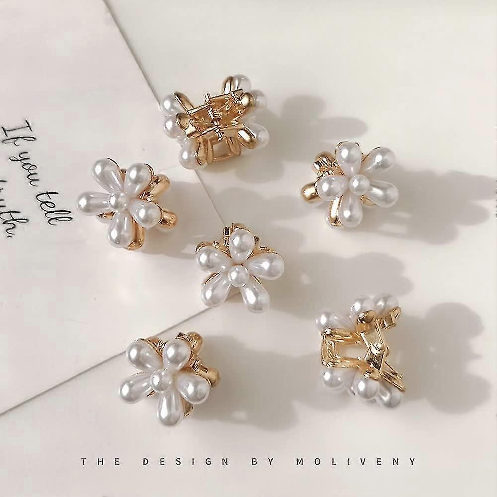 12 Pcs Mini Pearl Hair Clips, Small Claw Clips, Sweet Artificial Bangs Clips Decorative Hair Accessories For Women Girls Leekous
