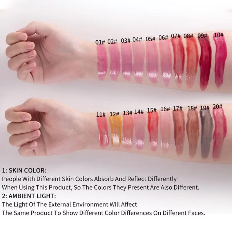 20 Farben Fruchtiges Perlen-Feuchtigkeitsspendendes Gelee-Lippenöl Langanhaltender feuchtigkeitsspendender Wasserglanz-Lipgloss Schimmernder, warmer Lippenfarbton
