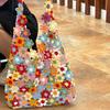 Handmade Crochet Shoulder Bag For Women Colorful Flower Patchwork Hollow Out Knitted Tote Bag Boho Style Casual Travel Handbag