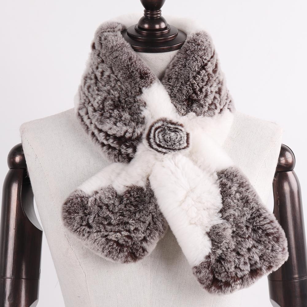 Winter Women Real Rex Rabbit Fur Scarf Natural Warm Soft Rex Rabbit Fur Muffler Lady Genuine Rex Rabbit Fur Scarves