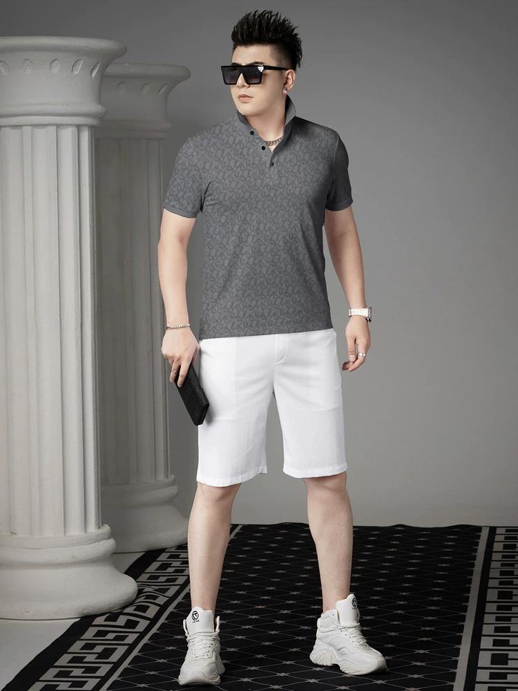 European Style Short-Sleeve Polo Shirt for Men, Summer Casual Turn-Down Collar T-Shirt, 2025 New Model with Velvet Print Half-Sleeve Top