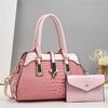 Stylish Large Capacity Crocodile Pattern Pu Handbag With Shiny Finish And Versatile Colors