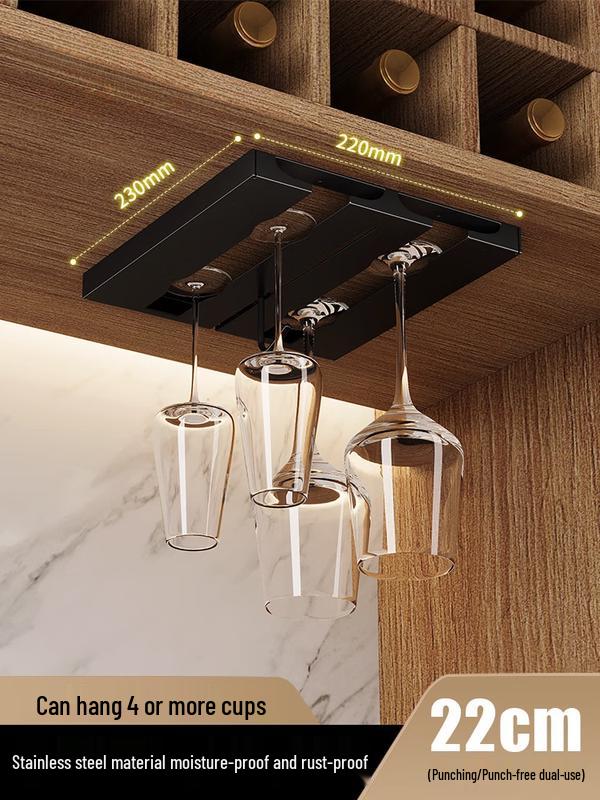 Stainless Steel Under-Cabinet Wine Glass Holder