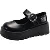Scarpe basse in pelle nere versatili stile britannico con plateau da donna 2025 nuove autunnali per rialzo gonna suola morbida scarpe Mary Jane