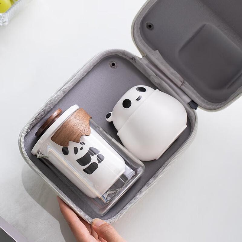 Shangqi Panda Quick Brew Portable Ceramic Travel Tea Set