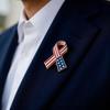 Usa Flag Ribbon Enamel Pin American Patriotic Awareness Brooch Metal Lapel Pin For Clothing Bag Hat Independence Day Decor