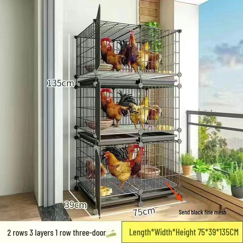 Large Iron Chicken Coop & Rabbit Cage for 20 Birds, 3-Layer, Indoor/Outdoor with Automatic Waste Cleaning