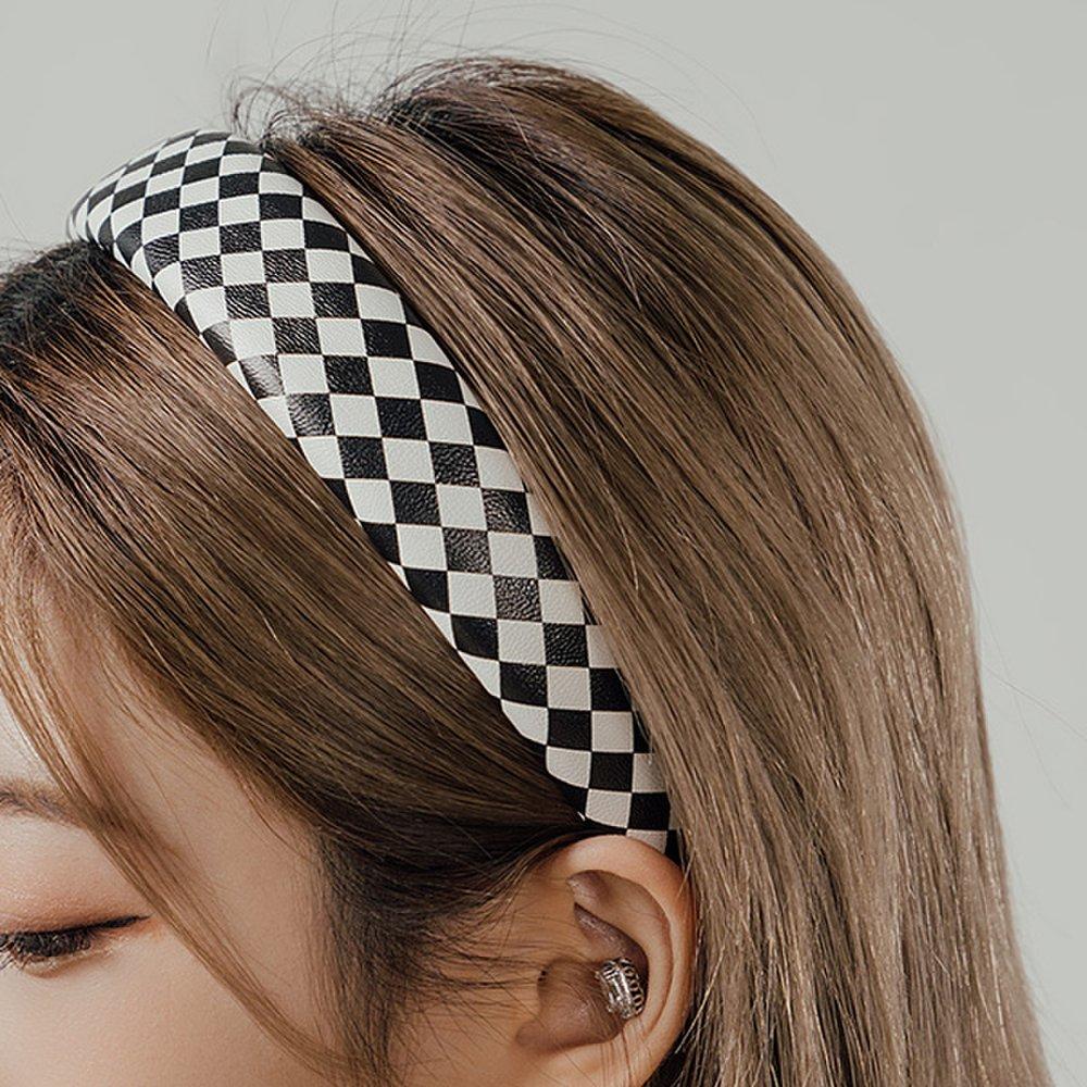 Handmade Chess Volume Hairband (21Hb020) Black and White