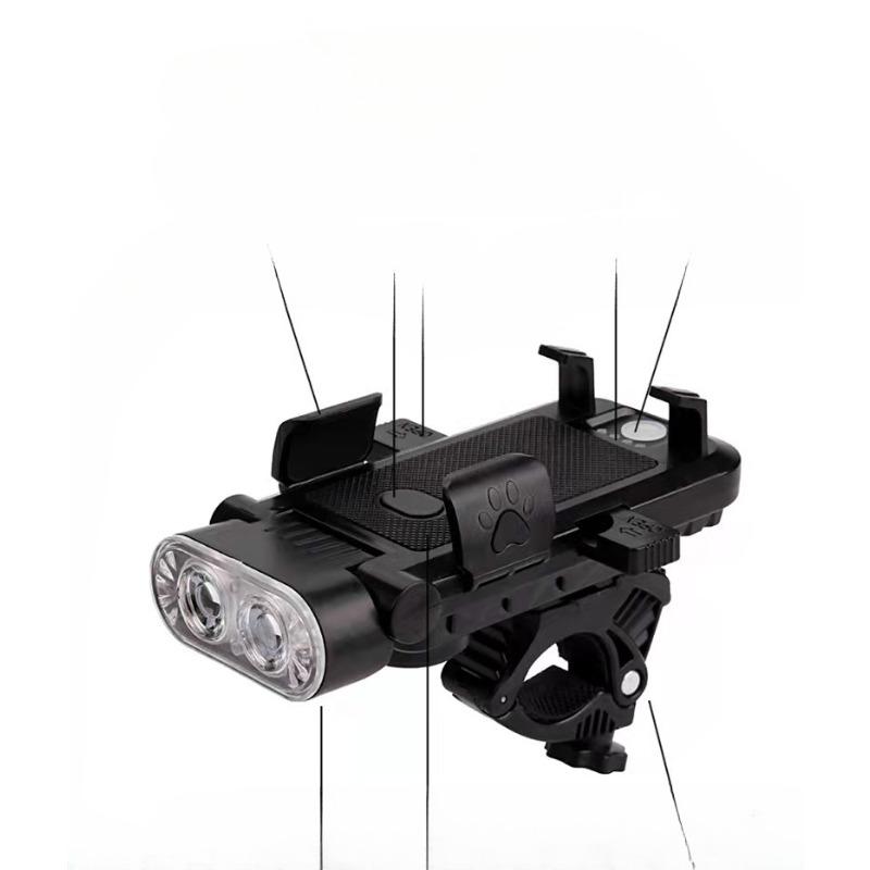 Bicycle 4-in-1 Headlight Riding Mobile Phone Bracket USB Charging Horn Lamp Mountain Bike Night Riding Lighting Headlights.