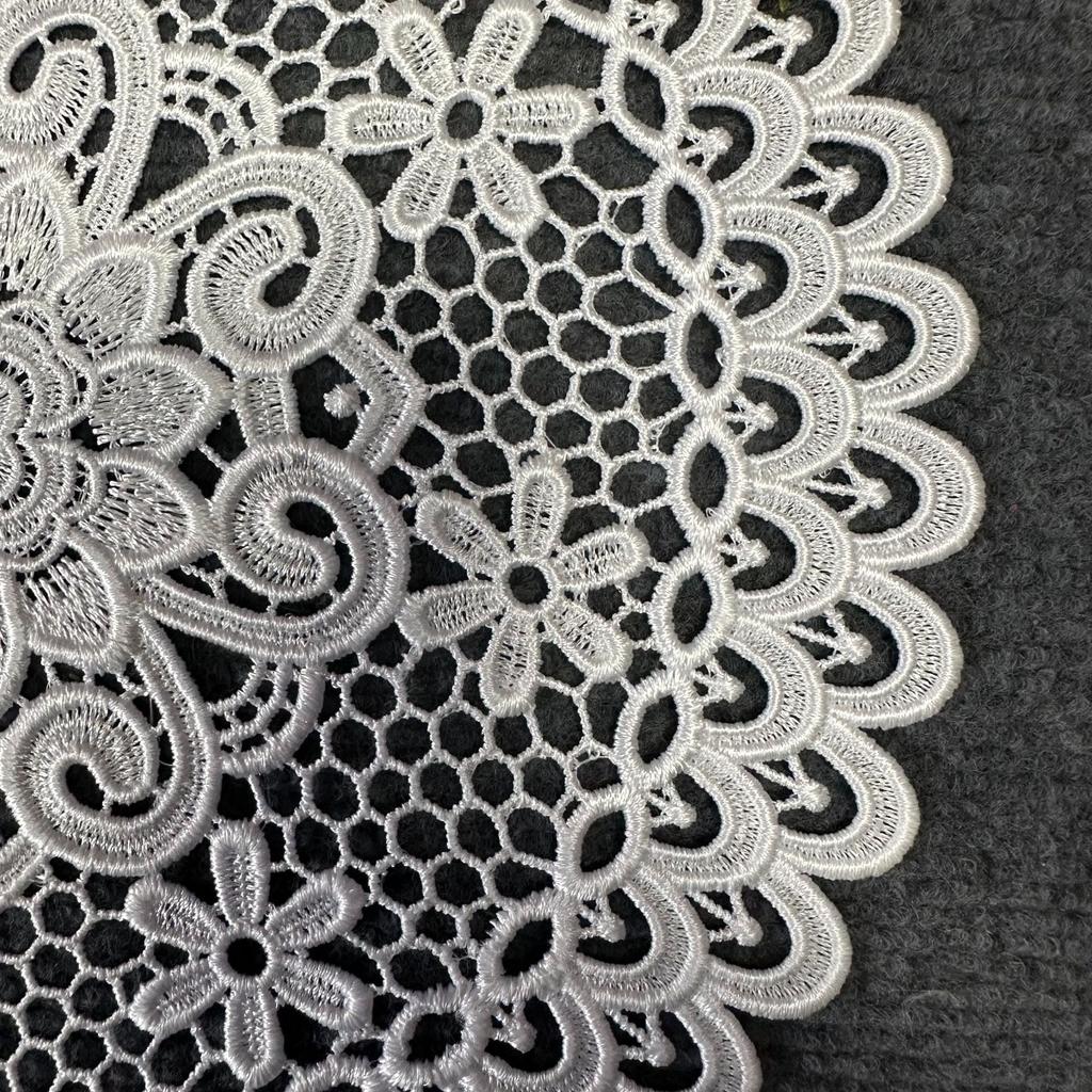 New French Retro Water-soluble Lace Placemat White Round Hollow Heavy Industry Embroidery Table Mat