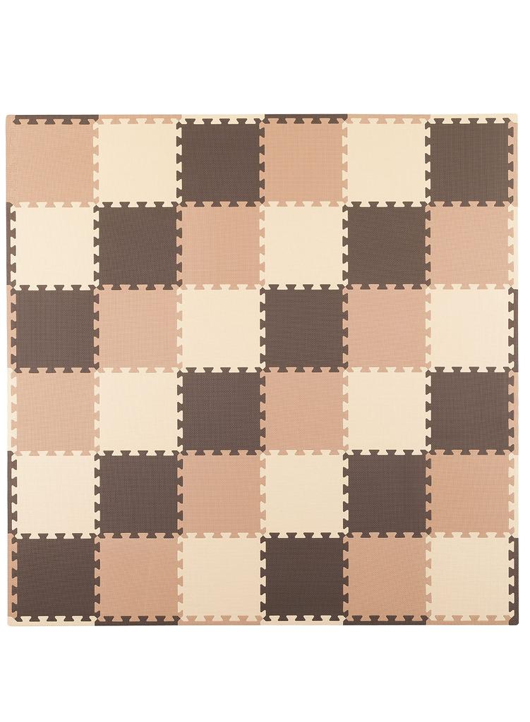 CB Japan Joint Mats, Brown x Mocha x Beige, 36-Piece Set with Border