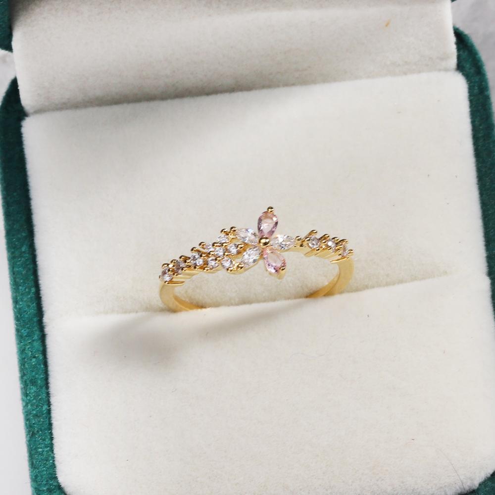 New Cute Colorful Zircon Flower Ring For Women Girl Fashion Vintage Zircon Adjustable Rings Jewelry Gift