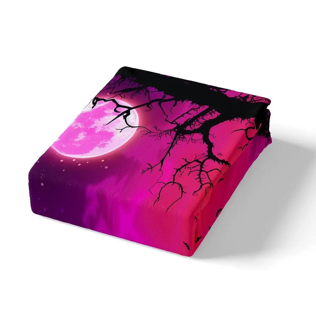 Purple Sky Bats Fly 3D Printed Bedding Set Cozy Soft Duvet Cover King Queen Twin Size Birthday Gift Halloween Gift Bedroom Decor