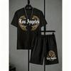 Herren Set Löwenstreifen Aufdruck Herren T-Shirt und Shorts 2-teiliges Set Sommer Lässig Outdoor Herren und Damen T-Shirt Sets
