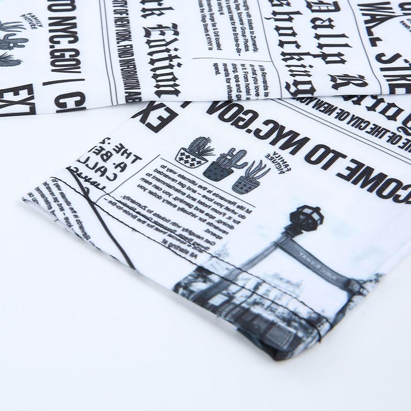 Gradient Four-needle Six-line Digital Printing Newspaper Yoga Tight Nine Pants Women