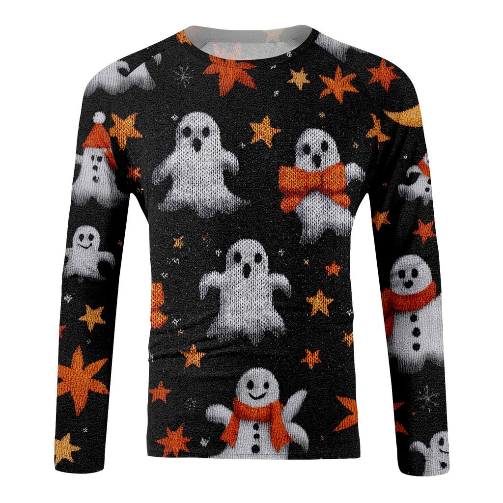 Halloween Print Raglan Sleeve Men's Long Sleeve Top